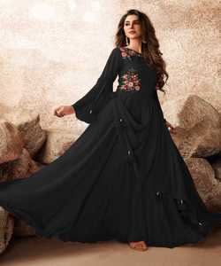 Tendencia Nueva llegada Último diseñador Ropa de fiesta de moda Vestido de longitud de harina para mujeres indias Hermoso Color negro ApparelGarment - Product Image 1