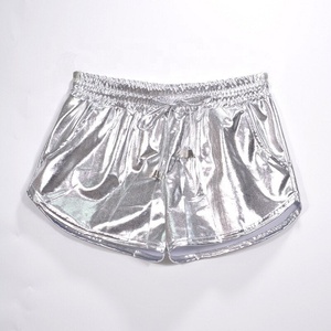 Women's High-Waisted <b>Booty</b> Shorts Sexy Metallic Cheer Shiny Cheeky Dance Festival Rave Bottoms Skinny Stage Performance Clubwear - Product Image 2