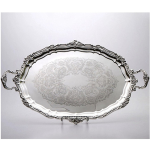 Plateau à dessert et à nourriture en aluminium au design antique, accessoires de restaurant de haute qualité en acier inoxydable gris, élégants et durables - Product Image 6