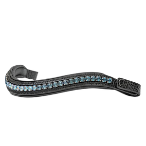 Bandeaux frontaux en cuir croco de luxe de style moderne, design incurvé élégant, strass bleus, bouton poussoir facile à enlever, cheval de haute qualité - Product Image 4