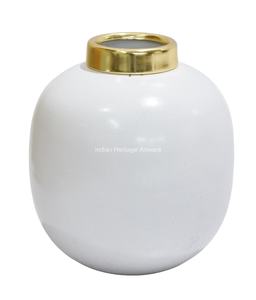 Jarrón de Flores de Metal Negro y Dorado de Diseño Costero Moderno, para Hogar y Bodas, Tamaño M, IHA IHACA1004, Hecho en India, Venta al Por Mayor - Product Image 3