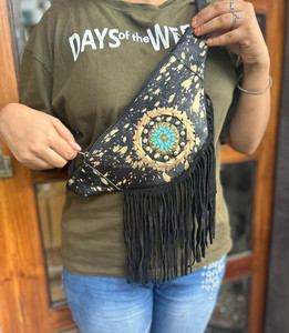 Hand Stitched Cowhide Metallic Fur Leather Hip Bags Multi Color Hip Pockets <b>Belts</b> Waist Pocket <b>Belt</b> Fringe Cow Hair Fringe <b>Belts</b> - Product Image 2
