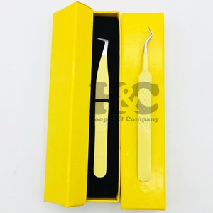 Meilleures offres pince à épiler en acier inoxydable Extensions de cils pince à épiler incurvée solide vison lisse Logo durable boîte d'emballage - Product Image 2