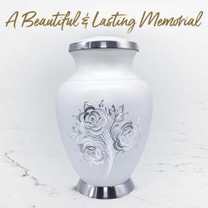 Urne en rose blanche - Grande urne funéraire pour cendres humaines avec sac de qualité supérieure - Urne blanche artisanale pour cendres - Honorez votre bien-aimé(e) - Product Image 5