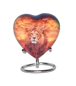 Recuerdo de León-Mini urna de cremación de corazón con soporte y caja premium-Urna de recuerdo pequeña-Honra a tu ser querido con corazón de urna - Product Image 1