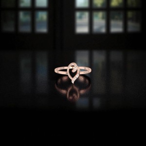 Juego de puntas de anillo de diamante de corte redondo cultivado en laboratorio de 0,03 quilates en oro sólido de 10K 14K 18K diseño elegante abstracto - Product Image 4