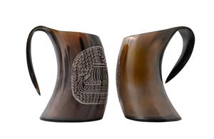 Tasse à corne de vin Viking de haute qualité Top tendance Agate en corne de boeuf de buffle sculptée de style européen pour le café de fête ou les boissons abordables - Product Image 6