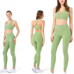 Ensemble de yoga pour femmes, soutien-gorge de sport sans manches, leggings taille haute, vêtements de sport, tenue de fitness - Product Image 6