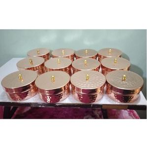 Pot à bougie en métal martelé en cuivre à prix abordable avec couvercle de forme ronde pour la maison et le mariage Pot à bougie décoratif pour table - Product Image 6