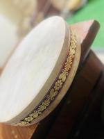 14 Inch Handmade Wood and Goat Skin Percussion Instrument Ocean Drum with Sheepskin Drumheads Wholesale Product