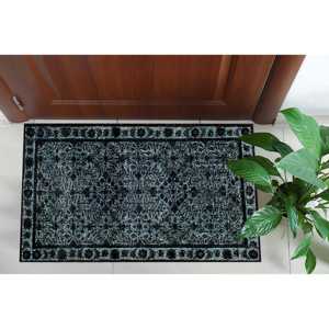 Alfombra Negra con Medallón de Estilo Turco Étnico, Impresa en 3D, con Pelo Suave - Product Image 4