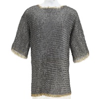 Haut de gilet médiéval en acier doux avec anneaux rivetés en laiton, armure de chevalier, haubert viking, costume de cosplay historique