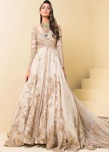 MARIÉE ZARI BRODERIE TRAVAIL SUR VESTE AVEC ROBE TRAIL & LEHENGA Agrémentée DE PERLES DE VERRE EN CRISTAL, PIERRE, DABKA work @ 2023 - Product Image 4
