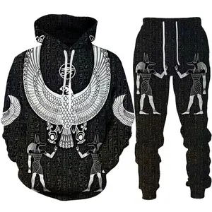 Nieuwe Hoodies Trui En Broek Nieuwe Egyptische Stijl 3d Print Sportkleding Running Fitness Gewichtsverlies Zweten