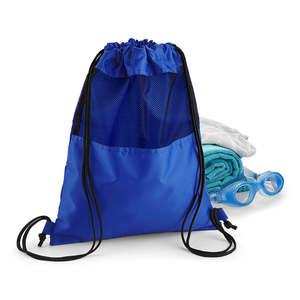 Sac à dos en polyester de qualité supérieure avec cordon de serrage, couleur noire, sac de sport de voyage en tissu avec logo personnalisé imprimé - Product Image 2