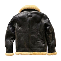 Blouson aviateur en cuir de mouton véritable pour homme avec col montant et logo sur le devant Blouson de moto épais avec doublure en peau de mouton