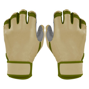 Gants de frappeur de baseball en cuir de qualité supérieure avec fermeture auto-agrippante, manchette courte, disponibles en diverses couleurs et designs - Product Image 1