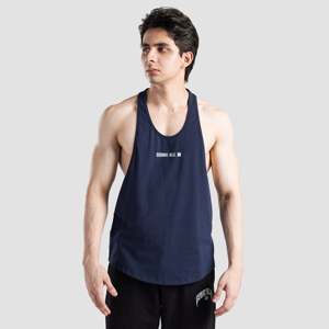 Men's Navy Impulse Stringer Regular Fit Breathable 100% Cotton Polyester Gym Tank <b>Top</b> with 3D Pattern Hood Size XL for Workout - Product Image 1