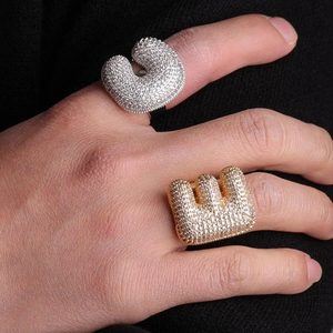 Anillo de Hip Hop Personalizable de Moda para Hombre, Plata de Ley 925 con Diamante Moissanita de Corte Redondo para Bodas - Product Image 1