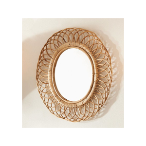 Espejo de ratán artesanal de pared para decoración del hogar, varios nuevos diseños decorativos únicos para espejo artesanal de núcleo de ratán - Product Image 1