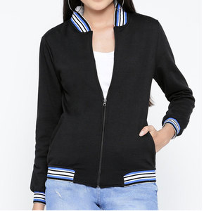 Custom <b>Covered</b> <b>Button</b> Solid Knitted Stand Collar Front Logo Women Letterman Jacket Lightweight Winter Breathable Cotton - Product Image 1