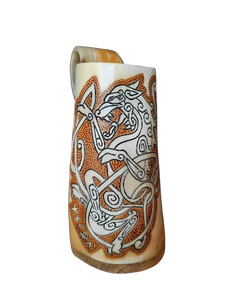 ทำด้วยมือ Fenrir Wolf tankard ไวกิ้งสไตล์ศาสนาปลดปล่อยพลังของ Ragnarok แตรธรรมชาติที่ทำด้วยมือโดยหมาป่าในตำนาน - Product Image 5