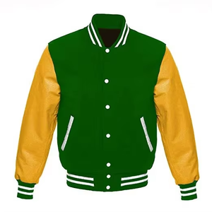 Custom Fashion Leather Sleeve Embroidered College Letterman Varsity <b>Jacket</b> <b>Baseball</b> <b>Bomber</b> <b>Jacket</b> For Men Collarless Customized - Product Image 5