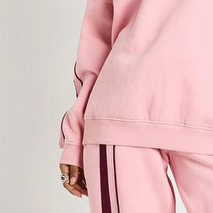 Sweat-shirt surdimensionné à rayures double face de haute qualité pour femmes, pour les acheteurs en gros, avec conception de logo personnalisé et manches longues pour l'hiver - Product Image 3