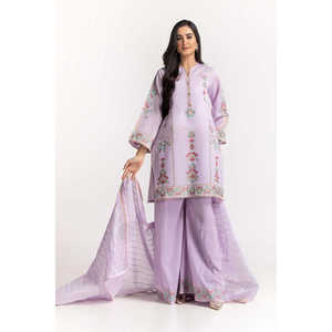 Chemise et dupatta en mousseline de soie teinte en fil et imprimée au bloc, KDS-43200, avec manches trois-quarts - Product Image 4