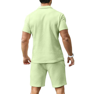 2024 Custom Logo Summer Sportsmen's Clothing Set-100% Cotton Custom Men's Short Set for Adults Running - Product Image 4