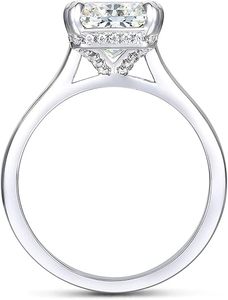 4CT Radiant Cut Moissanite Engagement <b>Ring</b> <b>Diamond</b> Platinum Plated 925 Silver Womens Vintage Tension Setting Eternity Band Party - Product Image 2