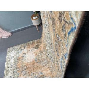 พรมวินเทจขนาด 3.8x9.3 ฟุต สีน้ำตาลลายอิคัตแบบตุรกี - Product Image 3