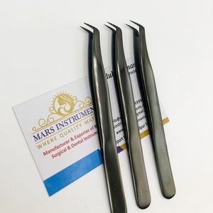 Pince à épiler plasma noir en acier inoxydable pour extensions de cils incurvées J - Product Image 6