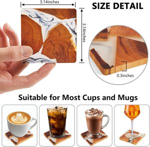 Hermosos posavasos de té de madera de resina Protección de superficie duradera con bordes lisos Diseño elegante Perfecto para espacios de vida modernos - Product Image 3