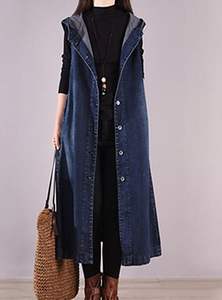 Chaqueta vaquera larga clásica para mujer, elegante, de gran tamaño, versátil, hasta la rodilla, capas de moda, ropa de calle Vintage esencial - Product Image 5