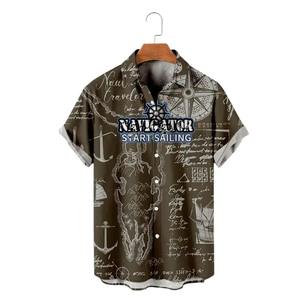 Top Quality Custom Breathable Shirts Stylish Design Sublimation Printed <b>Men's</b> Shirts Short Sleeves Cotton Casual Shirts - Product Image 4