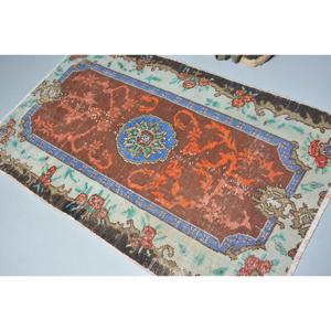 Turkish Rug, 3.2x5.2 ft Vintage Rug, <b>Brown</b> Blue Bordered <b>Wool</b> Rug - Product Image 4