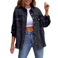 2024 haute qualité gris Denim femmes veste nouveau Design dames haut vente en gros pas cher jean veste Oem femmes Denim jean