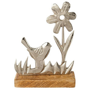 Decoración de mesa de Navidad de Pascua, adornos para el hogar, animales de Metal, flor de gallina, Base de madera, decoración de mesa de Navidad - Product Image 2