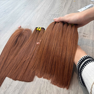 Lace Front <b>Long</b> <b>Wig</b> Natural Black/Ginger Virgin Remy Bangs HD Transparent Cap 250% Density Double Drawn Vietnamese Average Size - Product Image 1