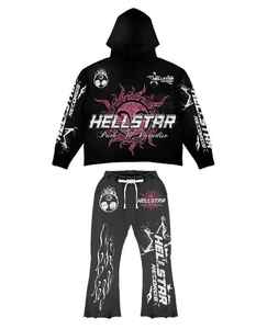 Sudadera con capucha y cremallera de cara completa al por mayor con logotipo personalizado y diamantes de imitación en blanco - Product Image 1