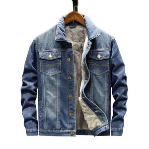 2026 New Custom Made Wholesale Men's High Street Style Long Stretch Cotton <b>Blue</b> <b>Canvas</b> Coated Autumn Plain Plus Size Jean Jacket - Product Image 6
