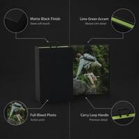 Caja de embalaje deportiva personalizada con impresión fotográfica a todo color, estilo libro, solapa magnética, asa de transporte, negro mate, para electrónica deportiva