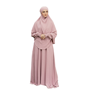 Robe Modeste Vente en Gros Femmes Turquie Dubaï Style Solide Couleur Jilbab Abaya Femme Musulmane Abaya Hijab 3 Pièces Ensemble Vêtements Islamiques - Product Image 1