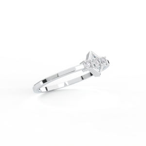 0.08 Carat E-F/VVS-VS Moissanite Round Cut <b>Diamond</b> Prong Set Minimalist geometric <b>diamond</b> <b>ring</b> Made in Silver For Her - Product Image 1