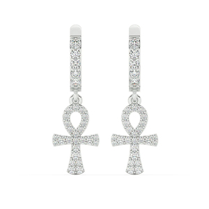 GRA Certified 14k Rose White Gold Plated 925 <b>Sterling</b> <b>Silver</b> <b>Drop</b> <b>Earrings</b> Cute Hip Hop Diamond Cross Design for Women - Product Image 6