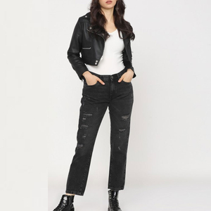 Chaqueta Corta de Cuero Ligera para Mujer, Superventas, Manga Larga, Moderna, Servicio OEM, Transpirable, Resistente al Viento, Algodón Liso - Product Image 6