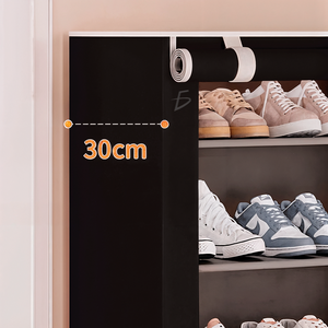 Organizzatore per Scarpe a 5 Ripiani, Scaffale in Tessuto Facile da Montare con Copertura Antipolvere e Chiusura Frontale per Arredamento Soggiorno - Product Image 2