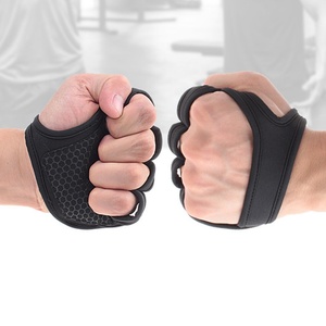 Fingerless Leather Neoprene Padded <b>Weight</b> Lifting Gym Gloves Unisex - Product Image 1