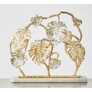 Gingko Leaves Designer Heavy Duty Metal High Grade Gold Plated And Clear Glass <b>Candle</b> <b>Stick</b> <b>Holder</b> From India In Lowest Price - Product Image 2